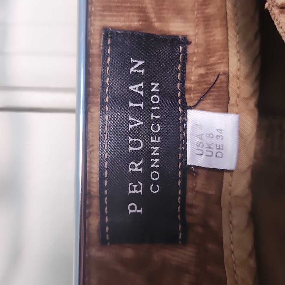 Peruvian Connection Velvetine Toffee Straight Leg Cut Pants Size 4 - Picture 7 of 11